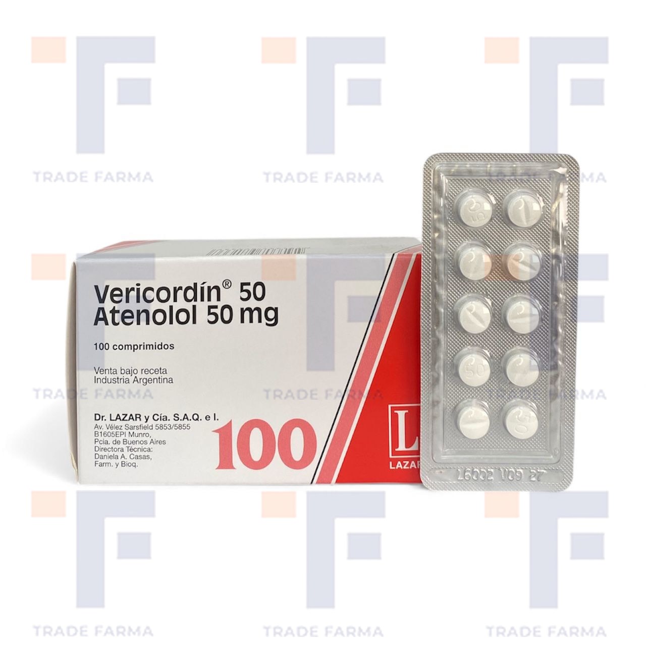 Atenolol 50 Mg, Comprimido - Vericordin 50 - (H-10-100)