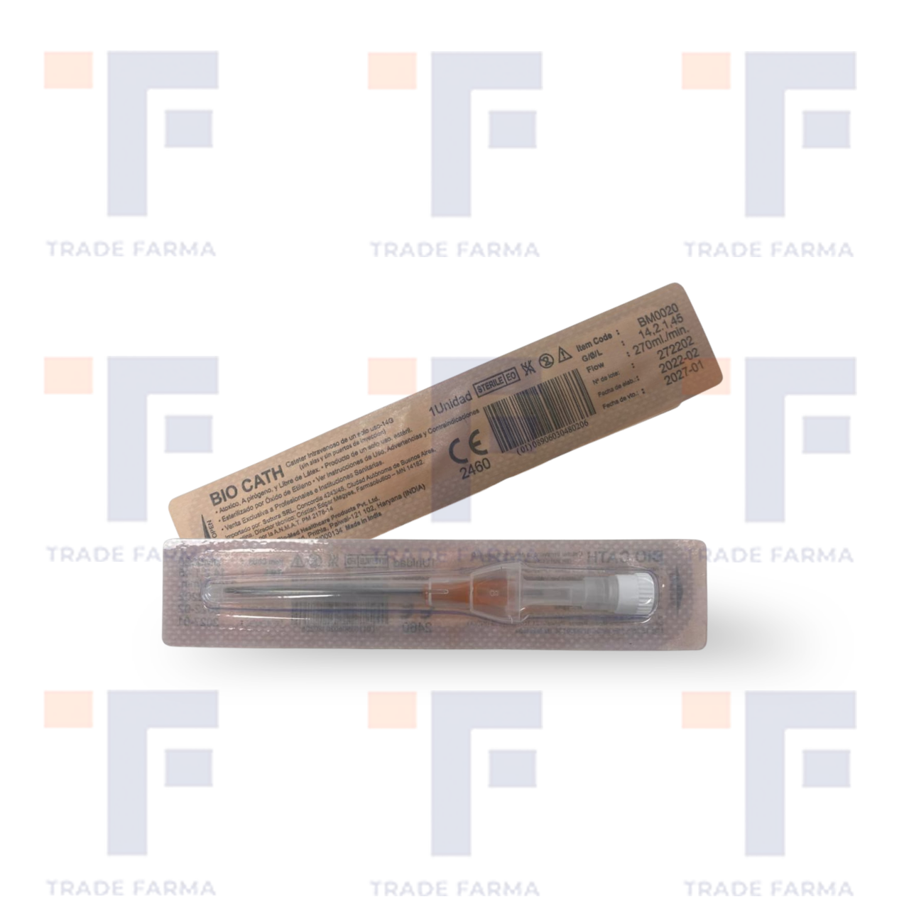 14 G CATETER IV RADIOPACO  CON CANULA DE TEFLON O VIALON Y AGUJA GUIA 14 G (TIPO ABBOCAT)